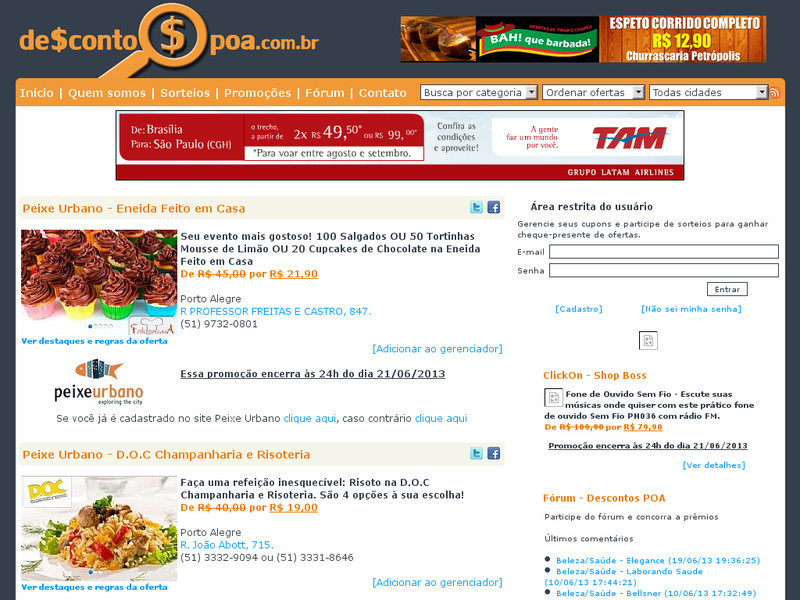Interface do site Descontos POA
