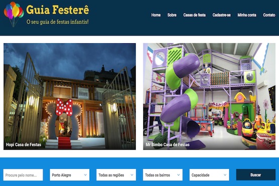 Interface do site Guia Festerê